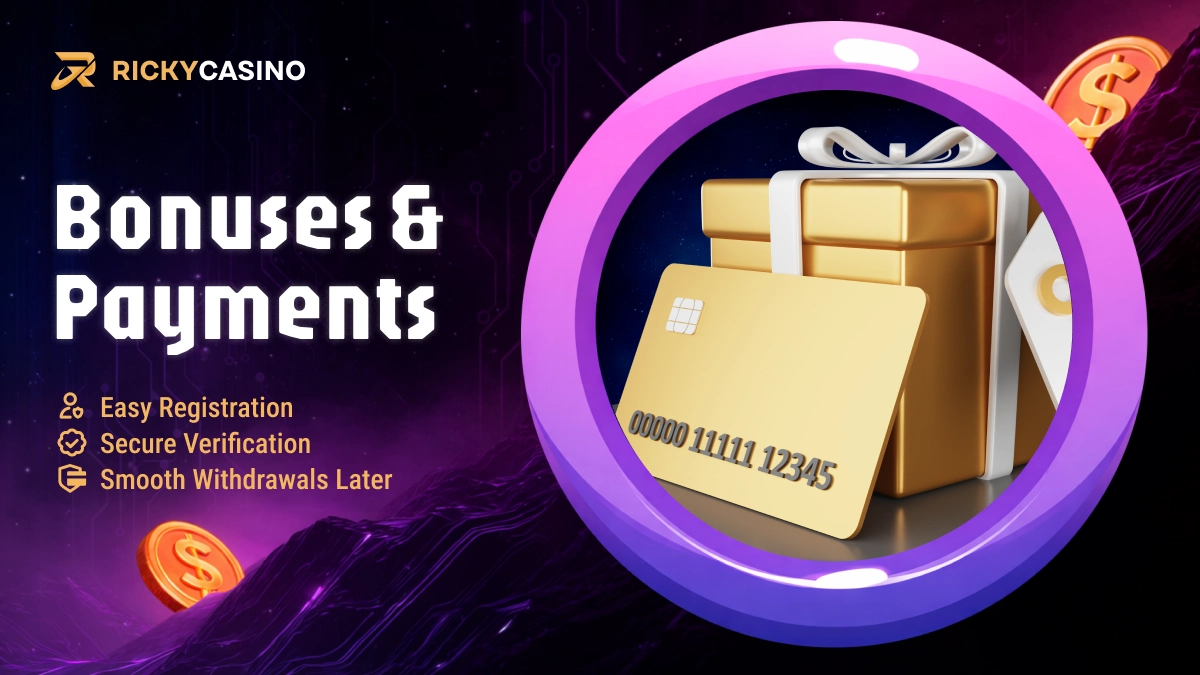 Wallet icon with cards and cash illustrating payments at Ricky Casino
