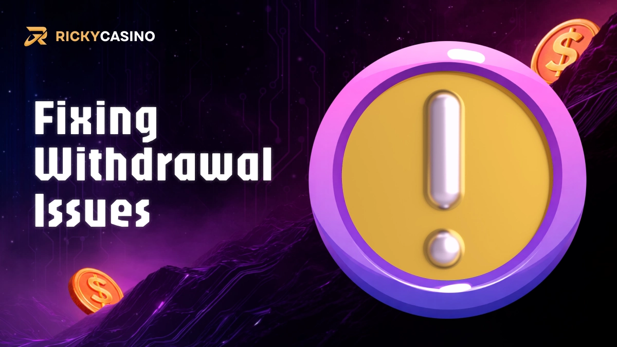 Warning icon symbolizing withdrawal issues at Ricky Casino