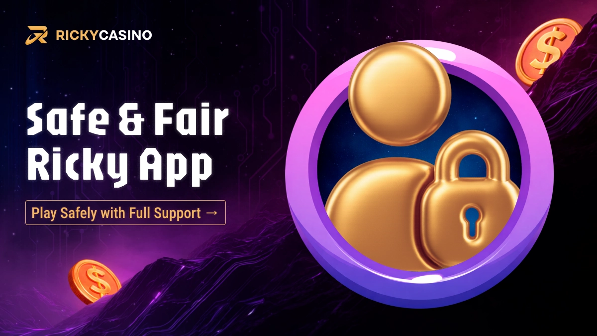 Secure lock icon highlighting safe and fair Ricky Casino mobile app