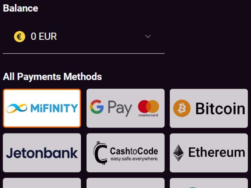 Ricky Casino payment methods including cards, crypto, and local options