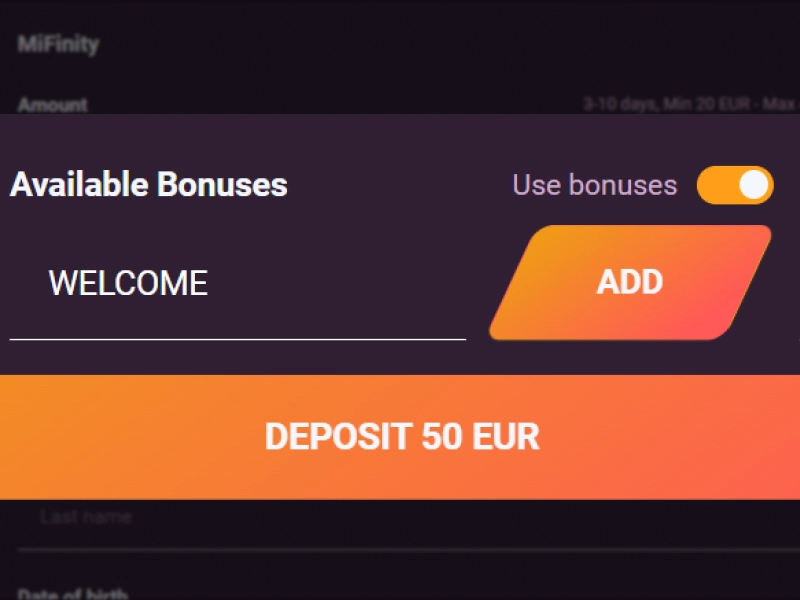 Ricky Casino bonus applied before confirming the deposit