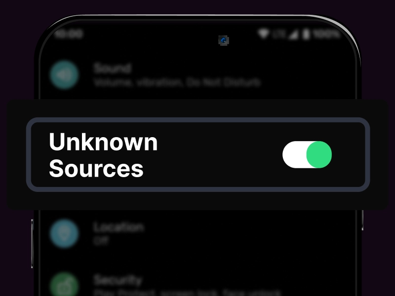 Android security settings allowing app installation from unknown sources