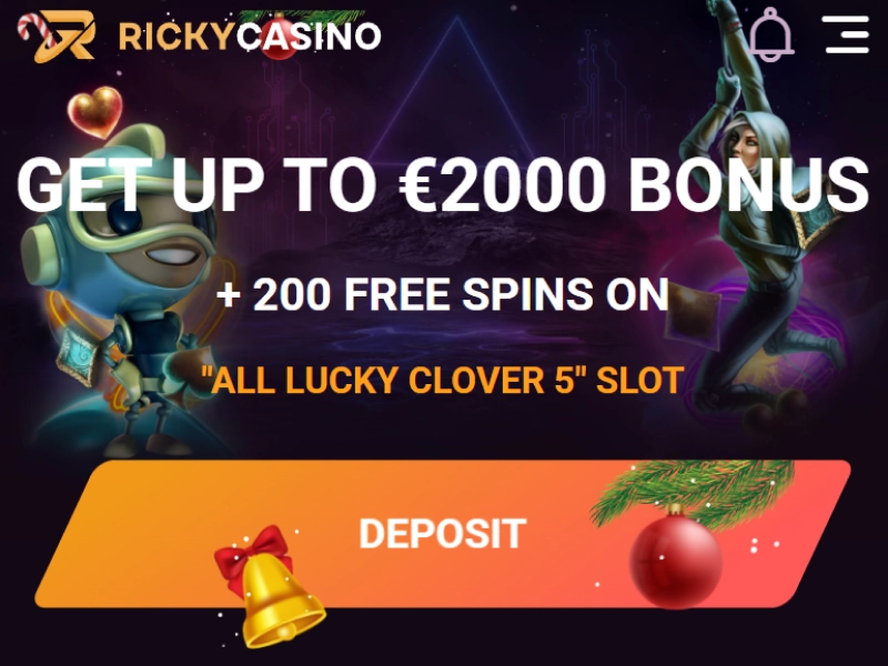 Ricky Casino website opened in Android browser on smartphone