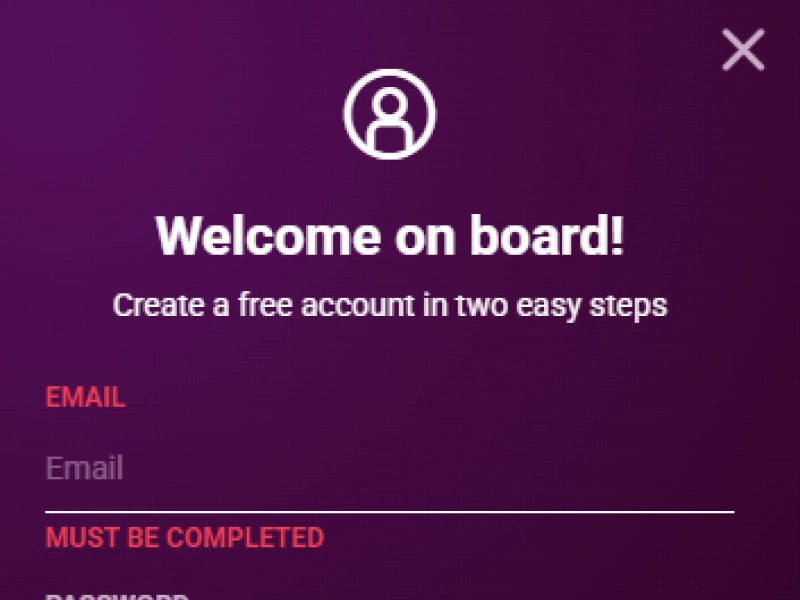 Ricky Casino login and registration screen on Android device