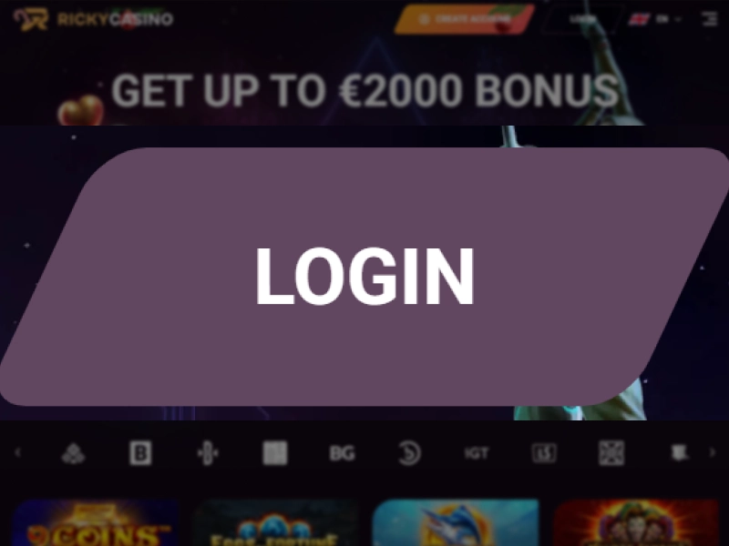 Ricky Casino login page opened on desktop or mobile device