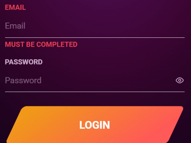 Ricky Casino login screen